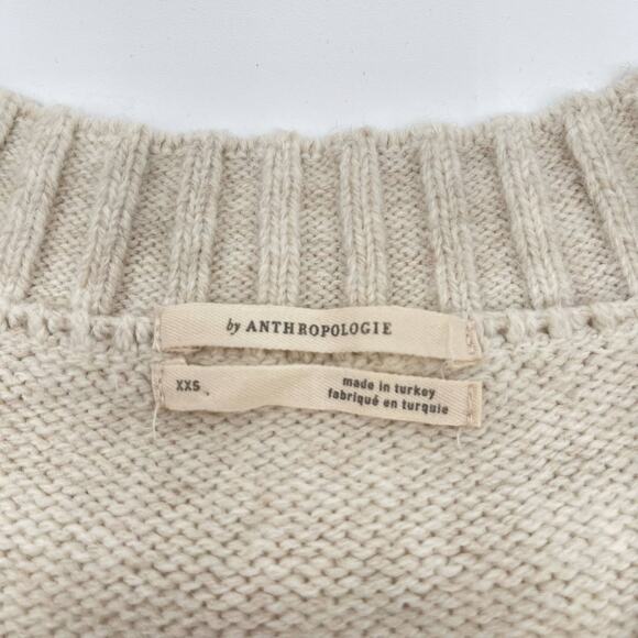 By Anthropologie | Ivory Oversized Preppy Cable Knit Sweater Vest XXS - Picture 6 of 15